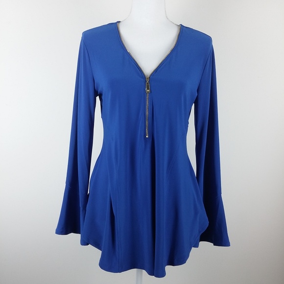 Chaus Tops - Chaus New York Royal Blue Bell Sleeve Blouse